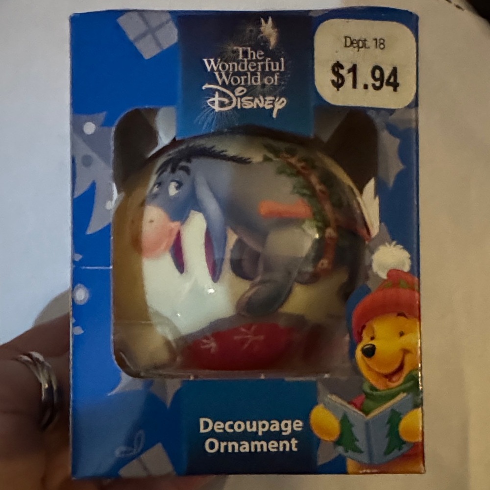 Disney Blue and Red Eeyore and Pooh Ornament